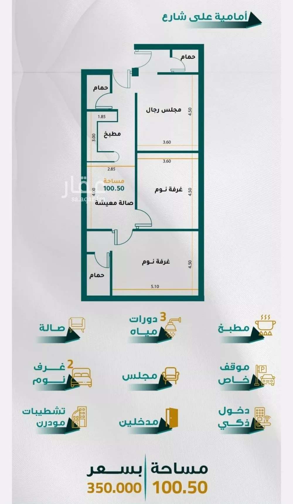 شقة 3 غرف في الجامعة