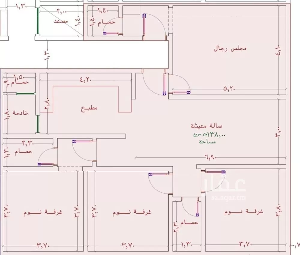 شقة 4 غرف في الربوة
