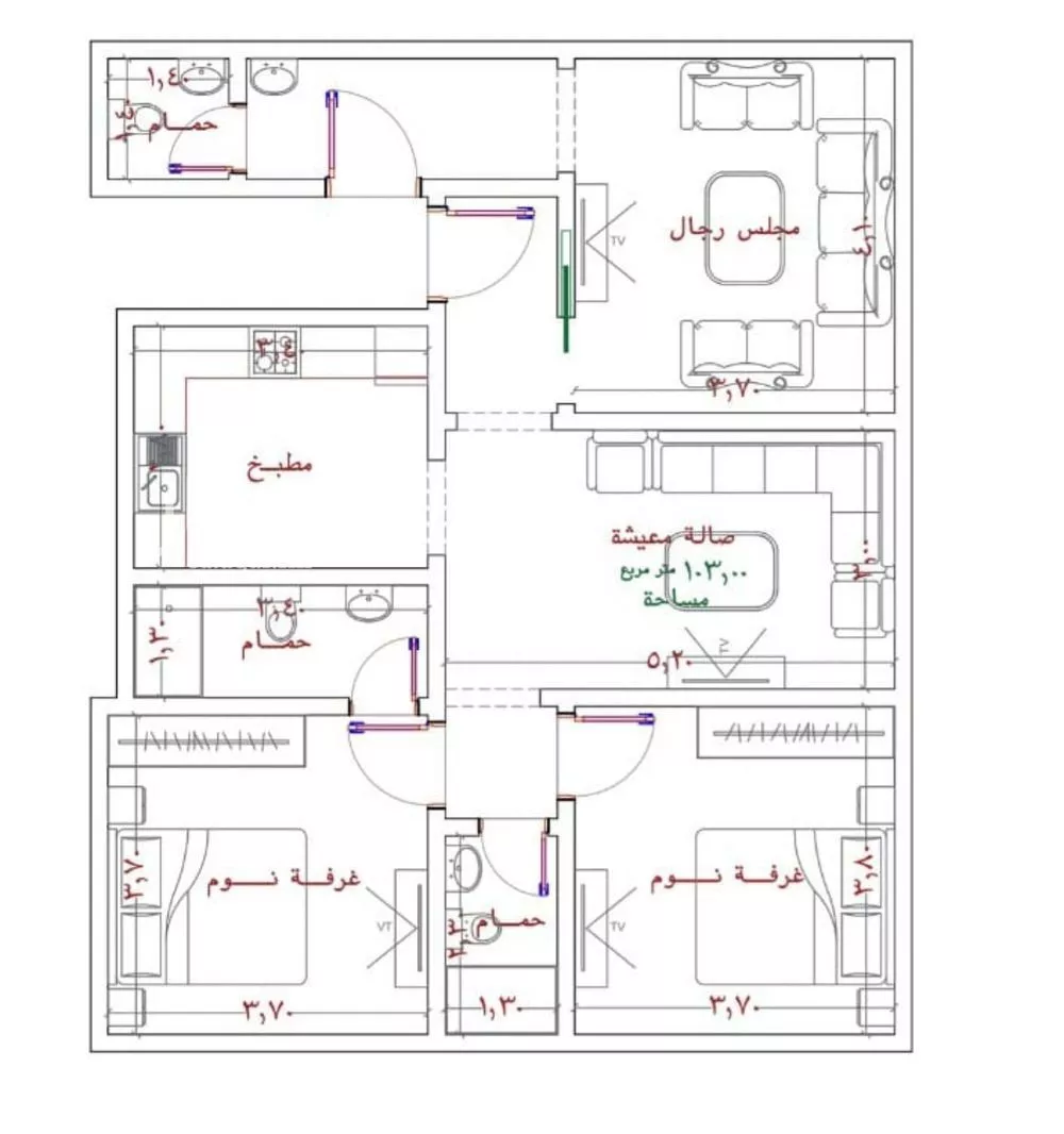 شقة 3 غرف في الربوة 3