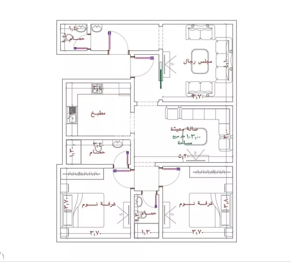 شقة 3 غرف في الربوة