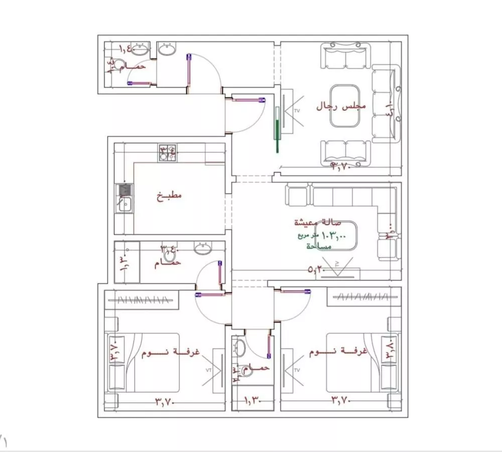 شقة 3 غرف في الربوة 2