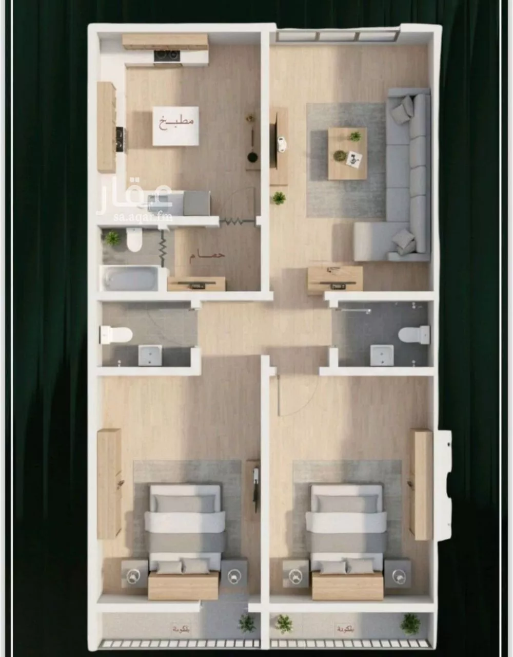 شقة 2 غرف في النزهة 5