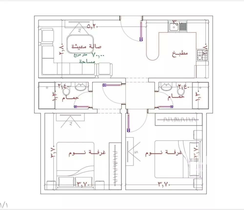 شقة 2 غرف في الربوة