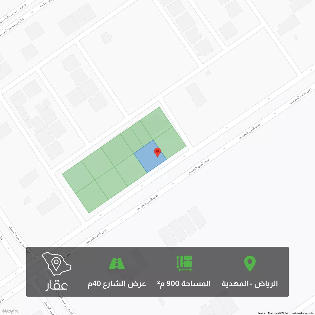 أرض للإيجار في شارع تقى الدين التميمى, حي المهدية, مدينة الرياض, منطقة الرياض 1 صورة