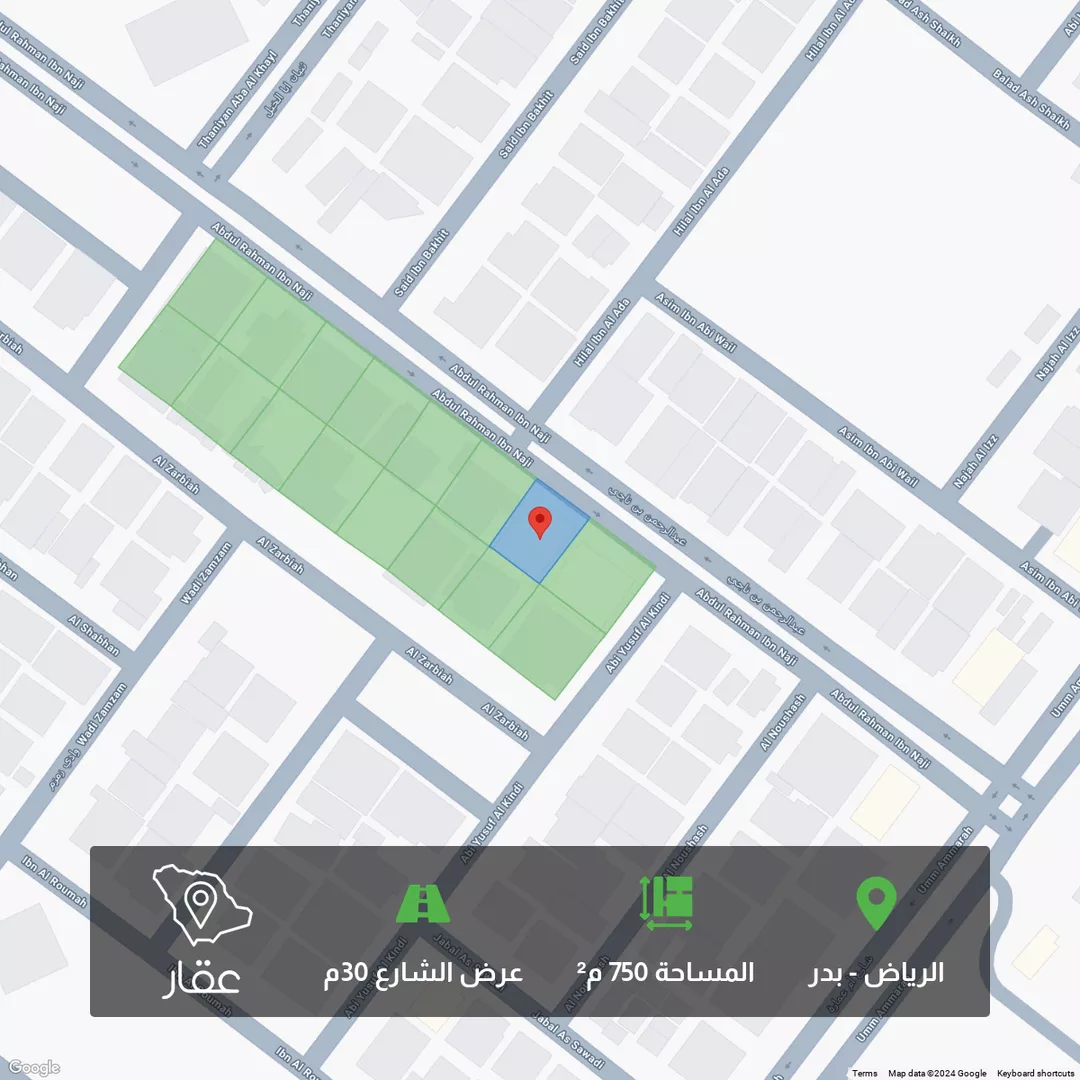أرض للبيع في شارع عبدالرحمن بن ناجي, حي بدر, مدينة الرياض, منطقة الرياض 1 صورة