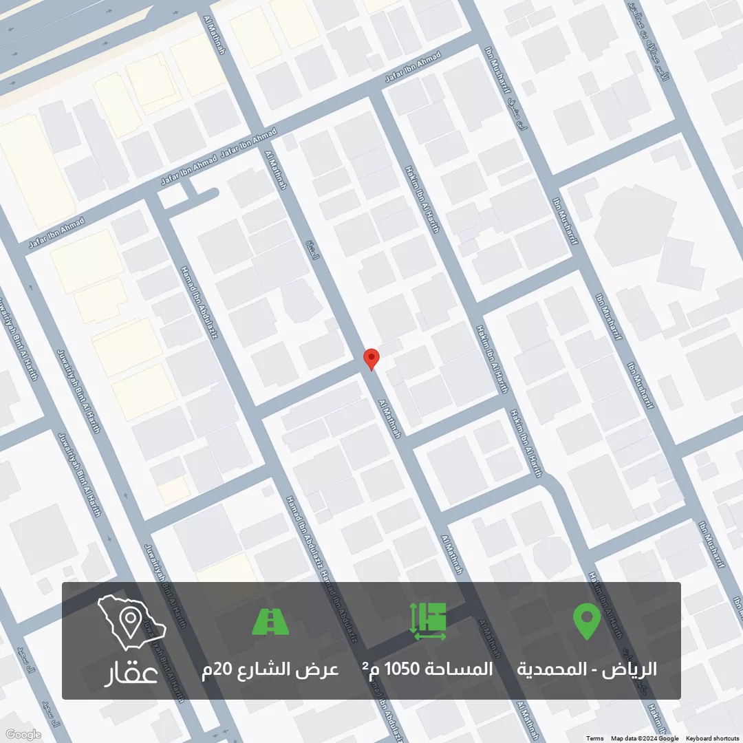 أرض للبيع في شارع المثناة, حي المحمدية, مدينة الرياض, منطقة الرياض 1 صورة