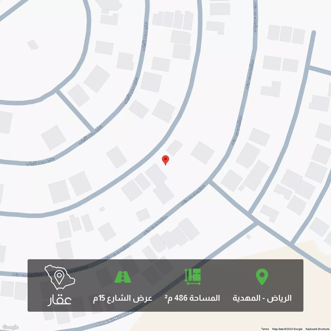 أرض للبيع في شارع فتيان بن محمد, حي المهدية, مدينة الرياض, منطقة الرياض 1 صورة