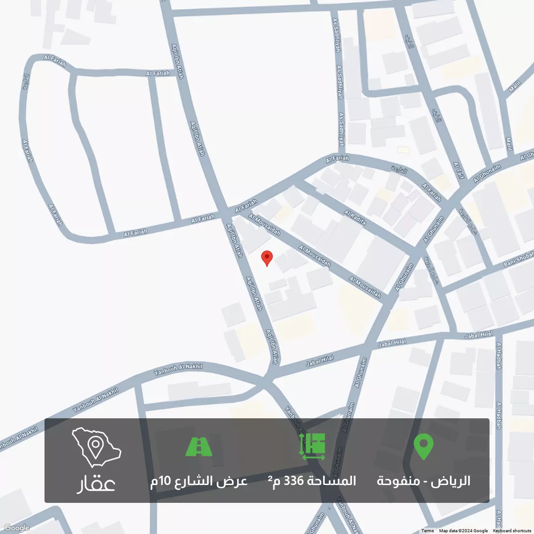 أرض للبيع في شارع عقيل بن عطية, حي منفوحة, مدينة الرياض, منطقة الرياض 1 صورة