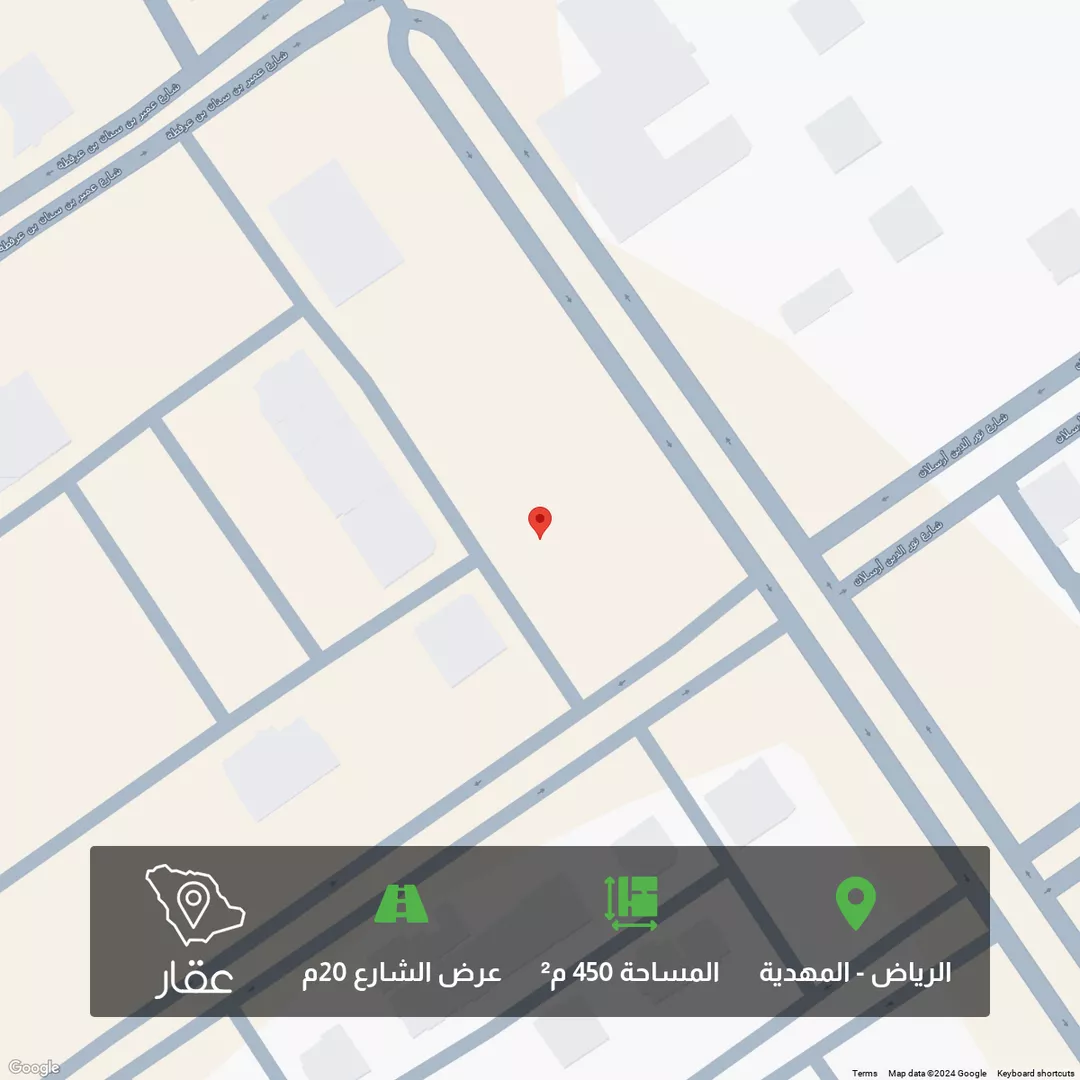 أرض للبيع في شارع محمد سعيد شافعي, حي المهدية, مدينة الرياض, منطقة الرياض 1 صورة