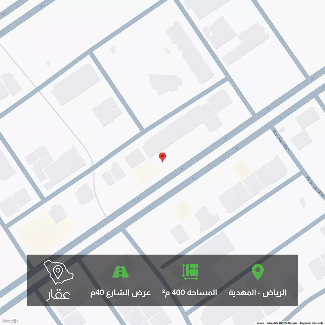 أرض للبيع في شارع شهيد الدين ثم الوطن هشام سعد ناصر جميعه, حي المهدية, مدينة الرياض, منطقة الرياض 1 صورة