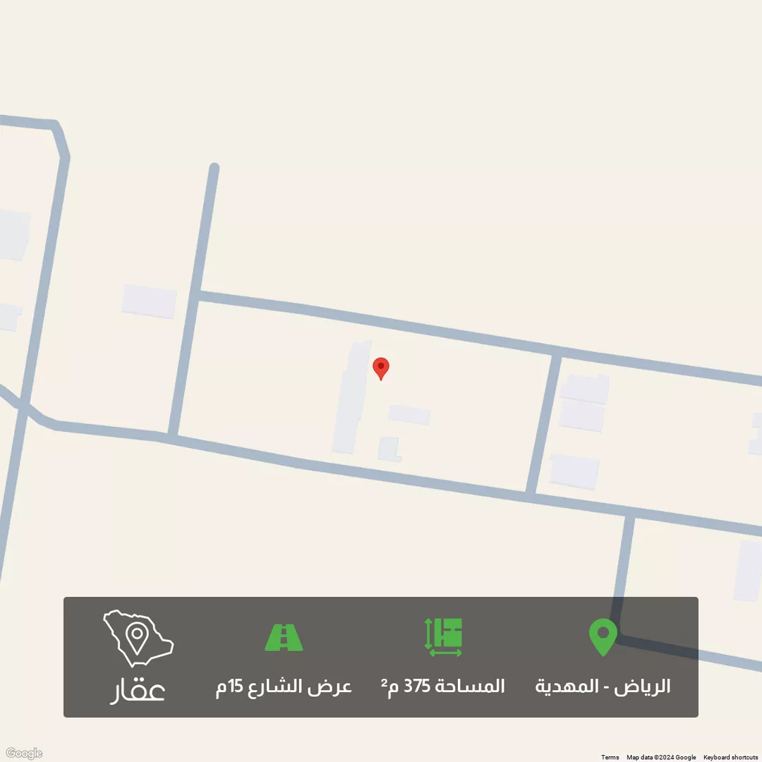 أرض للبيع في شارع عفيف الدين ظهيره, حي المهدية, مدينة الرياض, منطقة الرياض 1 صورة