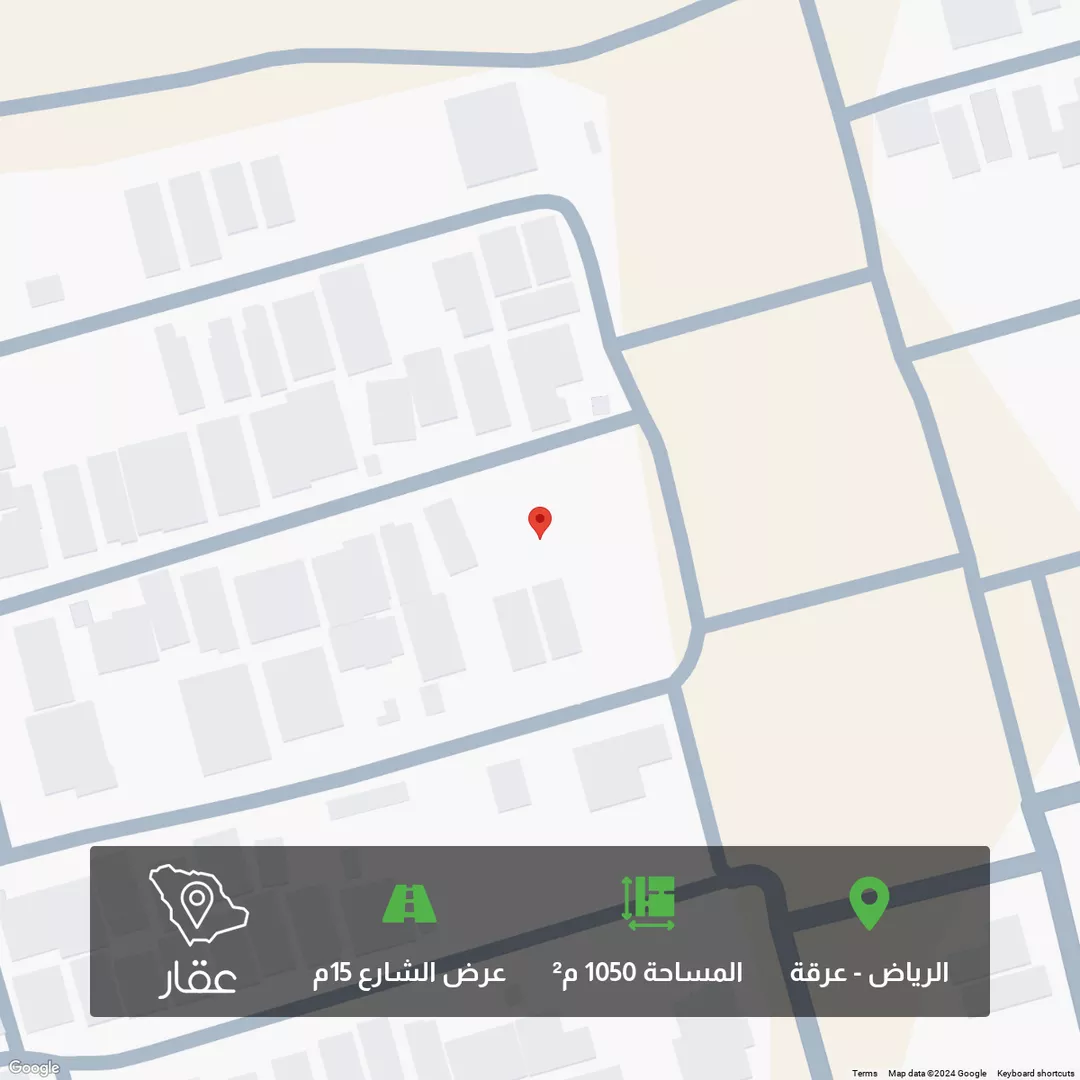 أرض للبيع في شارع احمد بن خالد الجعفري, حي عرقة, مدينة الرياض, منطقة الرياض 1 صورة