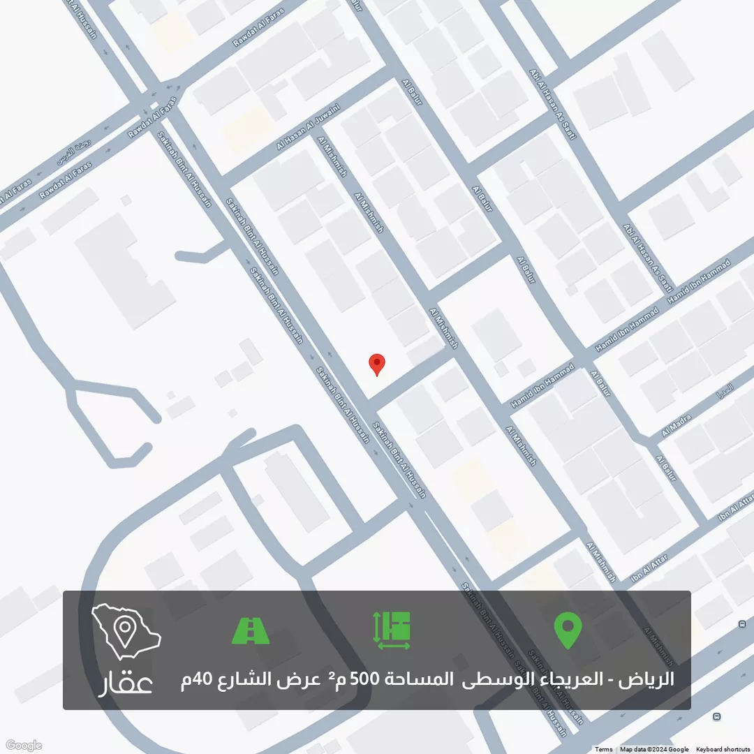 أرض للبيع في شارع سكينة بنت الحسين, حي العريجاء الأوسط, مدينة الرياض, منطقة الرياض 1 صورة