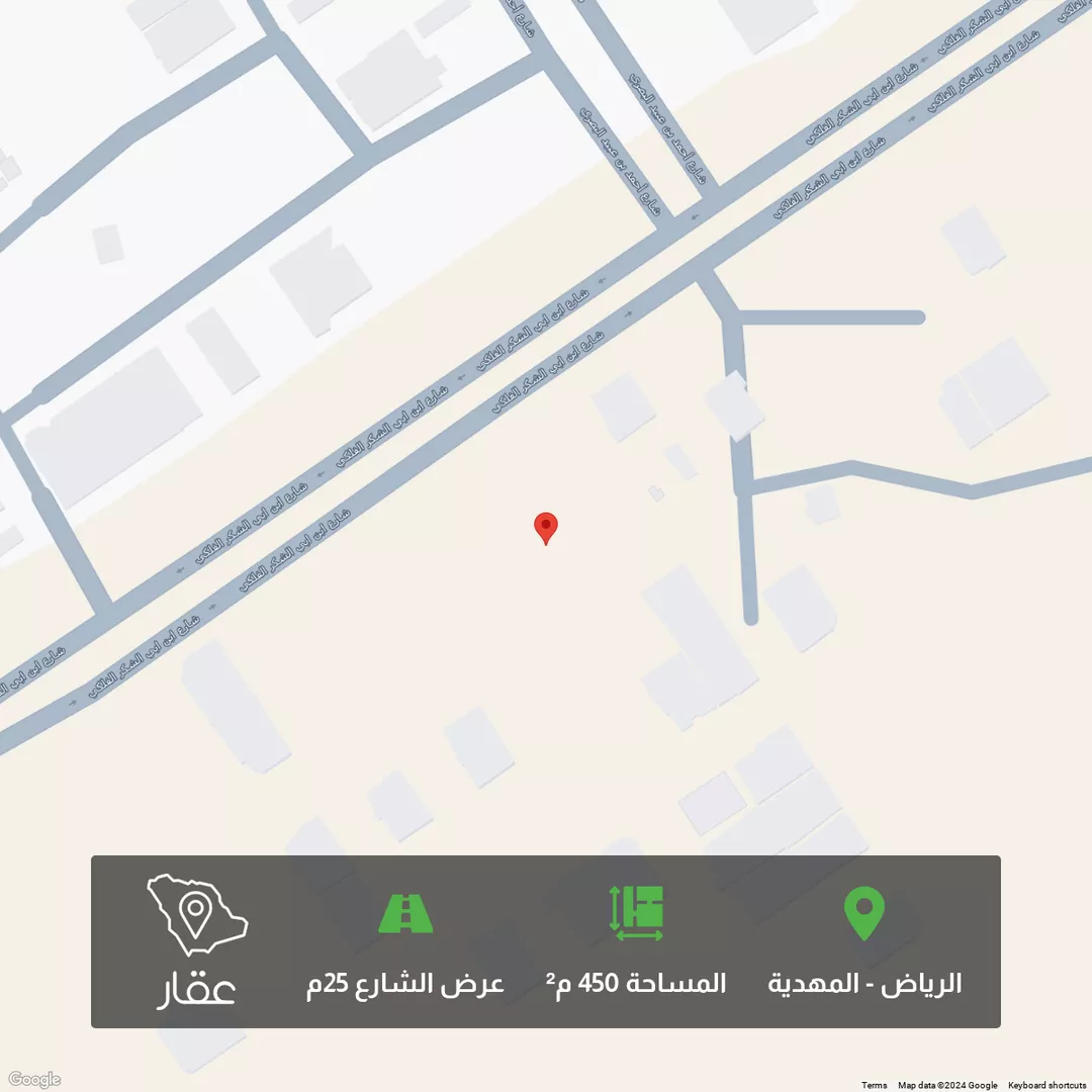 أرض للبيع في شارع عبدالرحمن بن حسن الفتني, حي المهدية, مدينة الرياض, منطقة الرياض 1 صورة