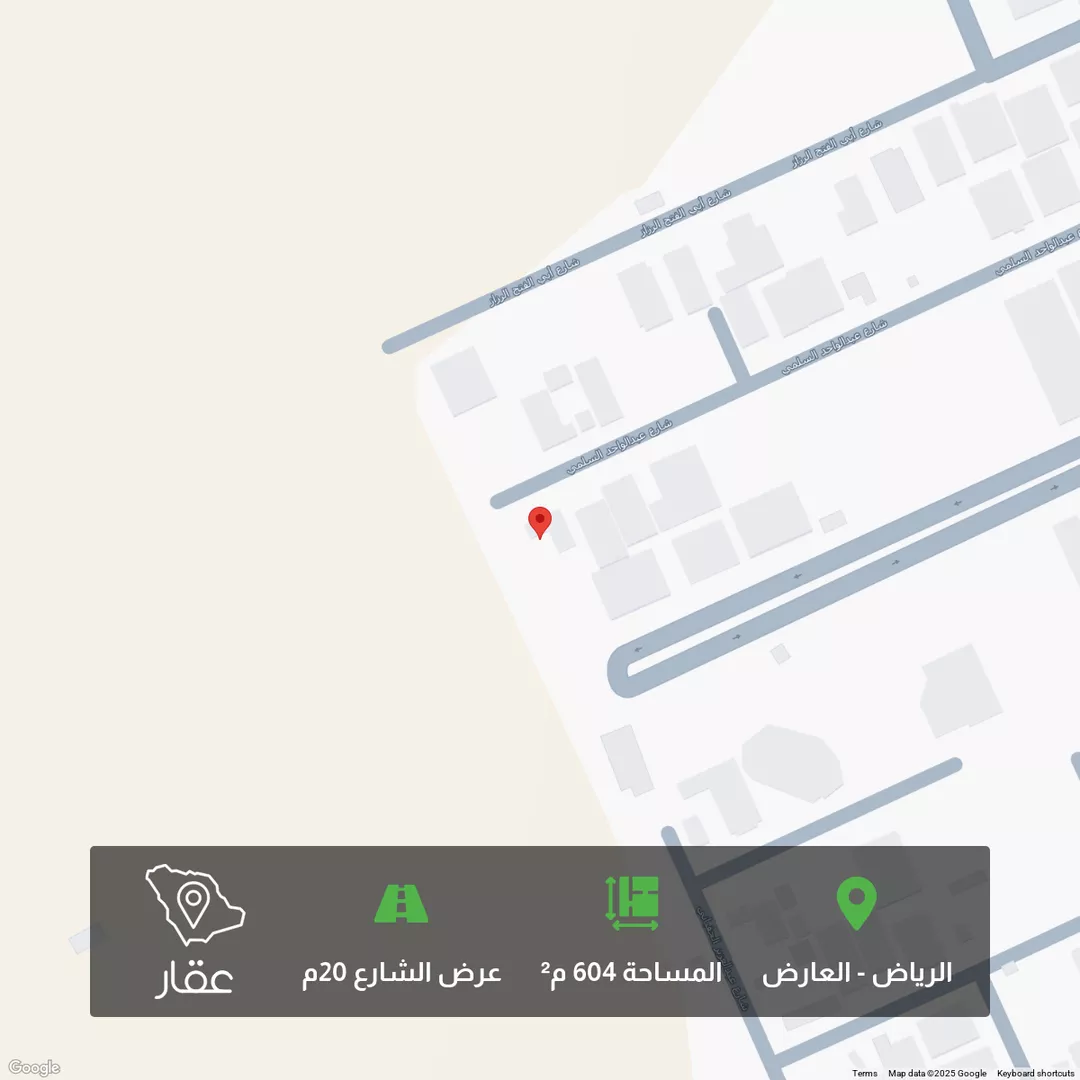 أرض للبيع في شارع عبدالواحد السلمي, حي العارض, مدينة الرياض, منطقة الرياض 1 صورة