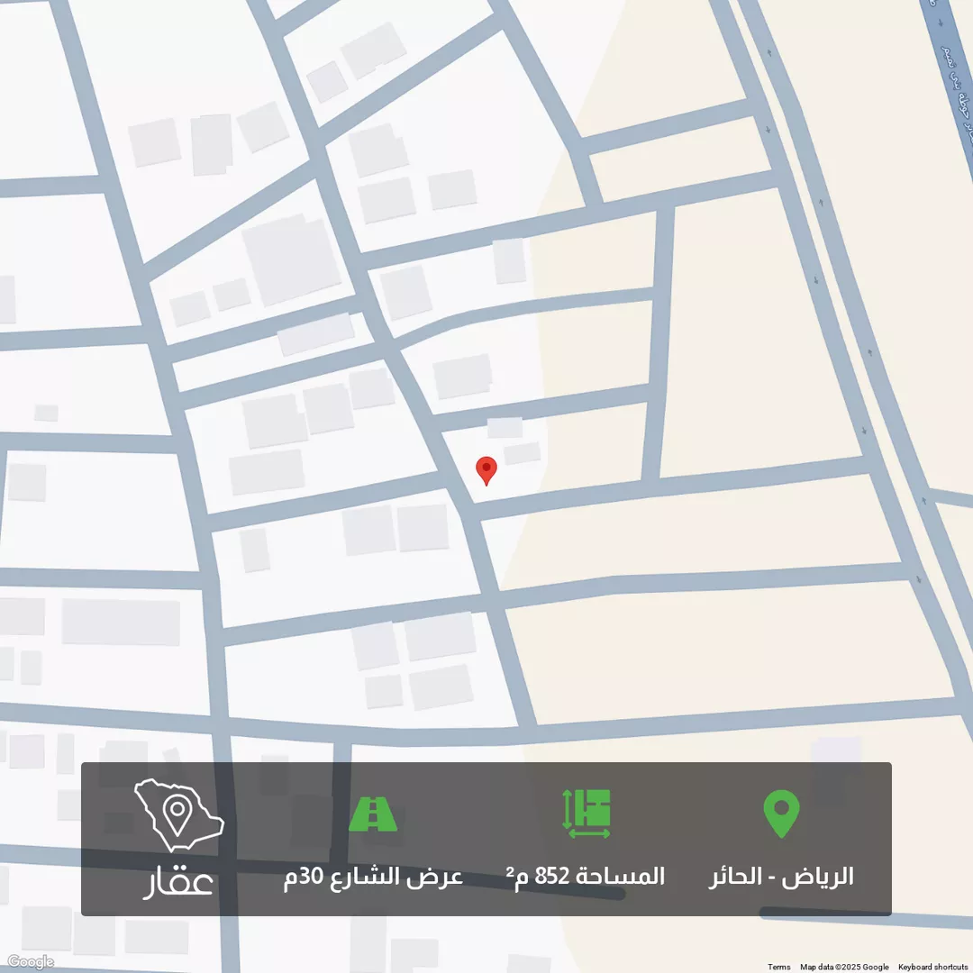 أرض للبيع في شارع الصقر, حي الحائر, مدينة الرياض, منطقة الرياض 1 صورة