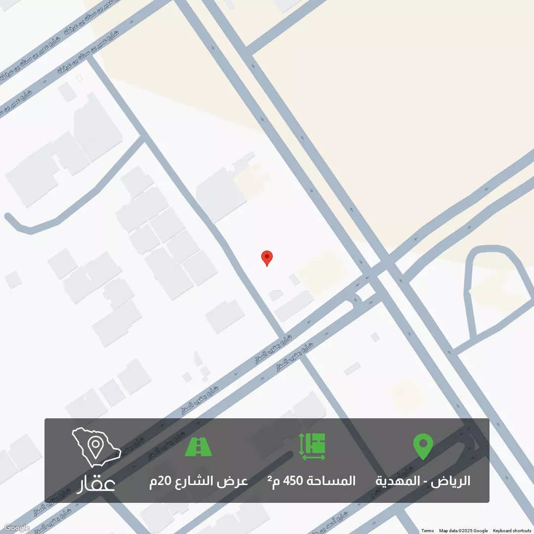 أرض للبيع في شارع أحمد بن الرملي, حي المهدية, مدينة الرياض, منطقة الرياض 1 صورة