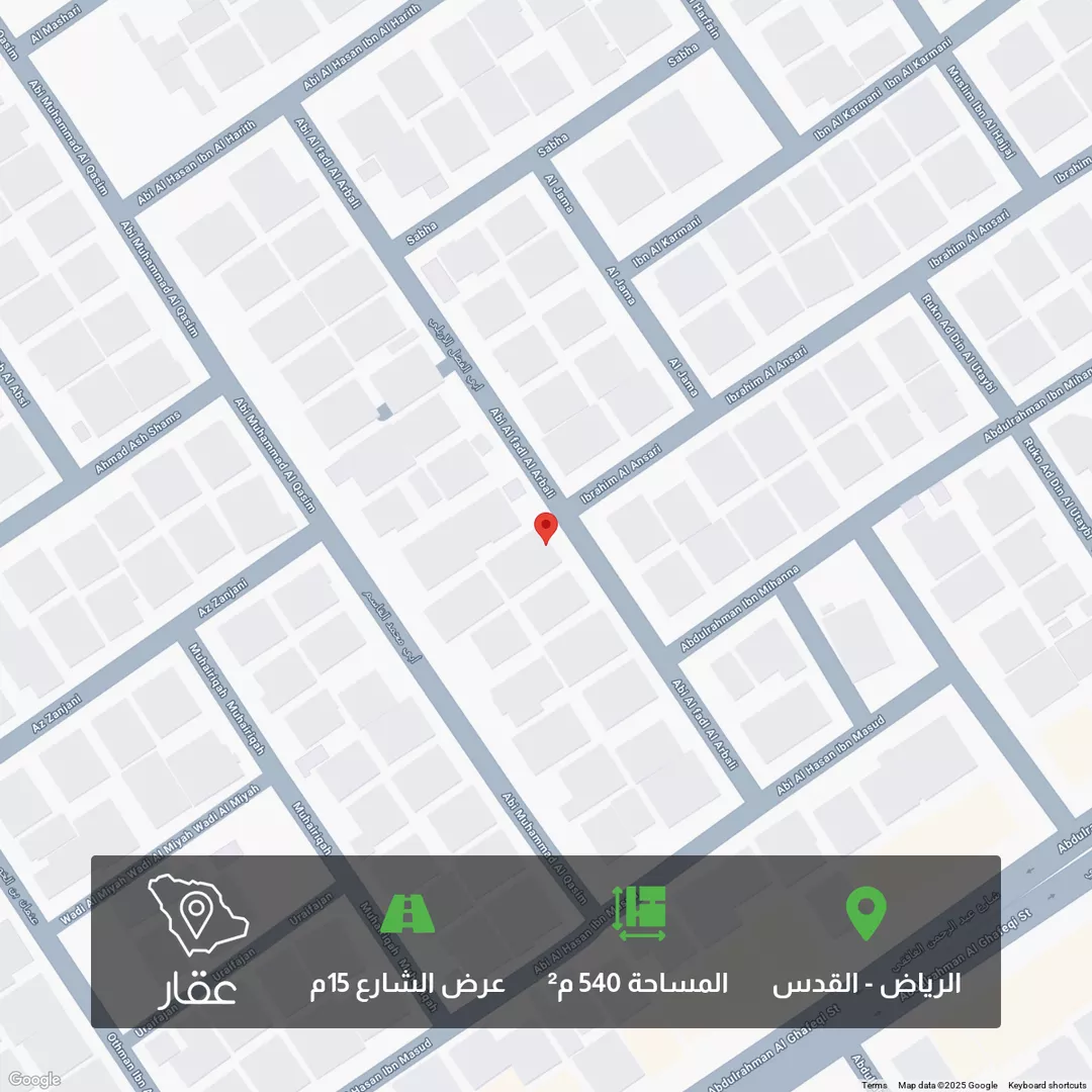أرض للبيع في شارع ابي الفضل الاربلي, حي القدس, مدينة الرياض, منطقة الرياض 1 صورة