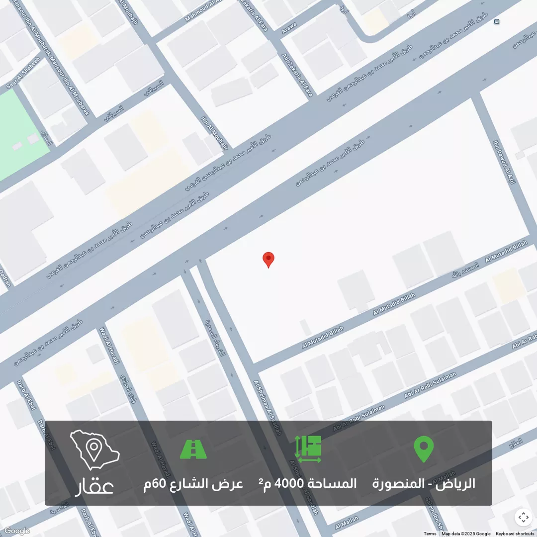 أرض للبيع في شارع طريق الامير محمد بن عبدالرحمن, حي المنصورة, مدينة الرياض, منطقة الرياض 1 صورة