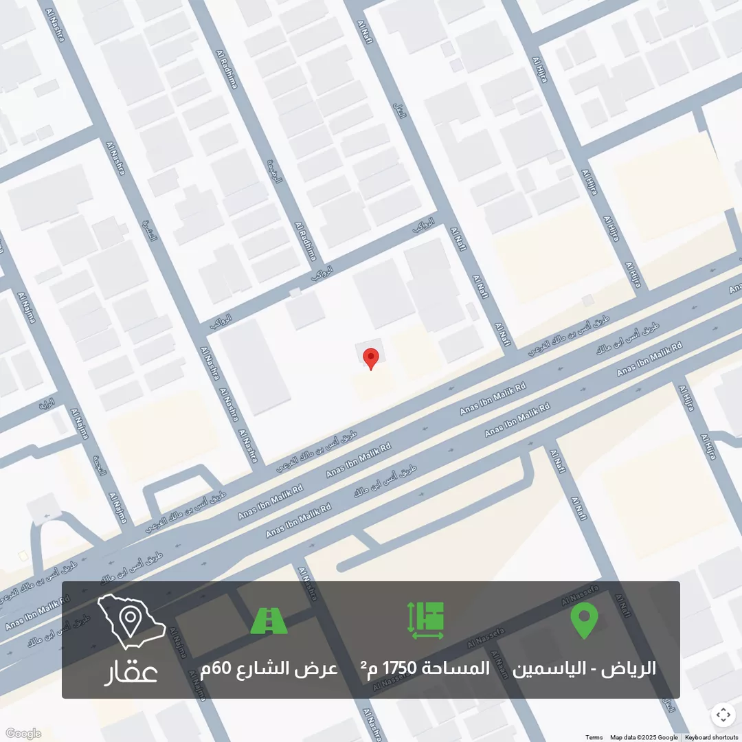 أرض للبيع في شارع انس بن مالك لفرعي, حي الياسمين, مدينة الرياض, منطقة الرياض 1 صورة