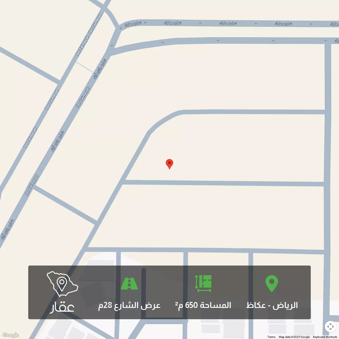 أرض للبيع في شارع هارون الصحراوي, حي عكاظ, مدينة الرياض, منطقة الرياض 1 صورة