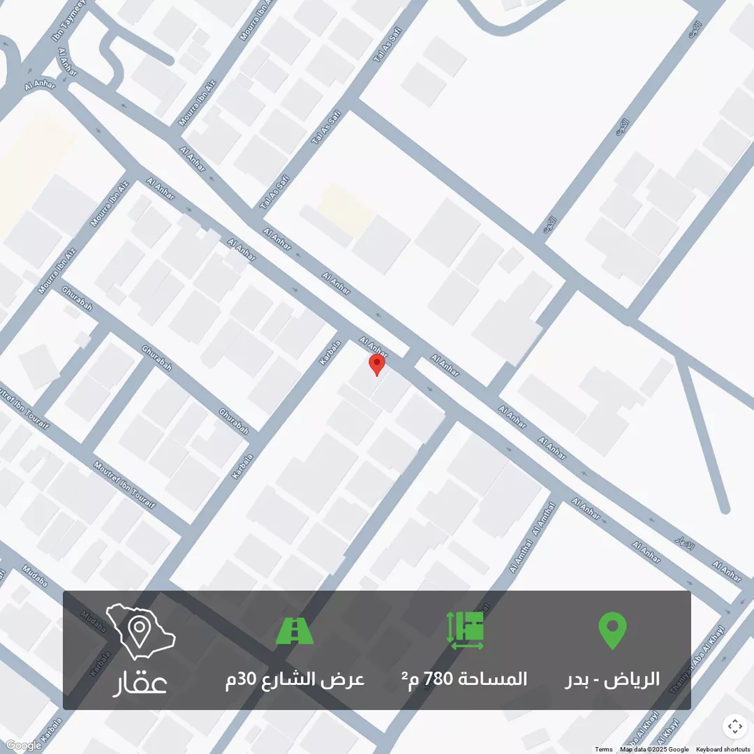 أرض للبيع في شارع الانهار, حي بدر, مدينة الرياض, منطقة الرياض 1 صورة