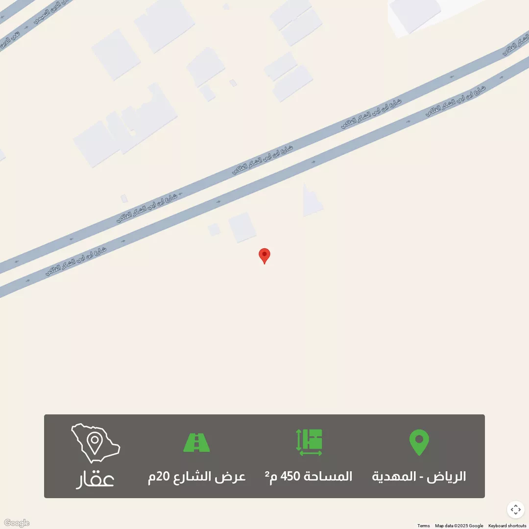 أرض للبيع في شارع علي بن عبدالله السنهوري, حي المهدية, مدينة الرياض, منطقة الرياض 1 صورة