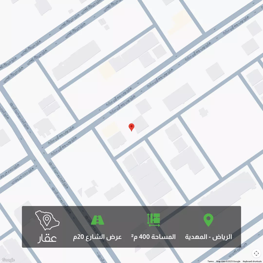 أرض للبيع في شارع أبي عبدالله بن تيمية, حي المهدية, مدينة الرياض, منطقة الرياض 1 صورة