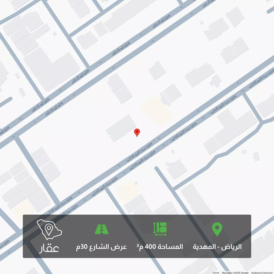 أرض للبيع في شارع سيف الدين الخطيب, حي المهدية, مدينة الرياض, منطقة الرياض 1 صورة