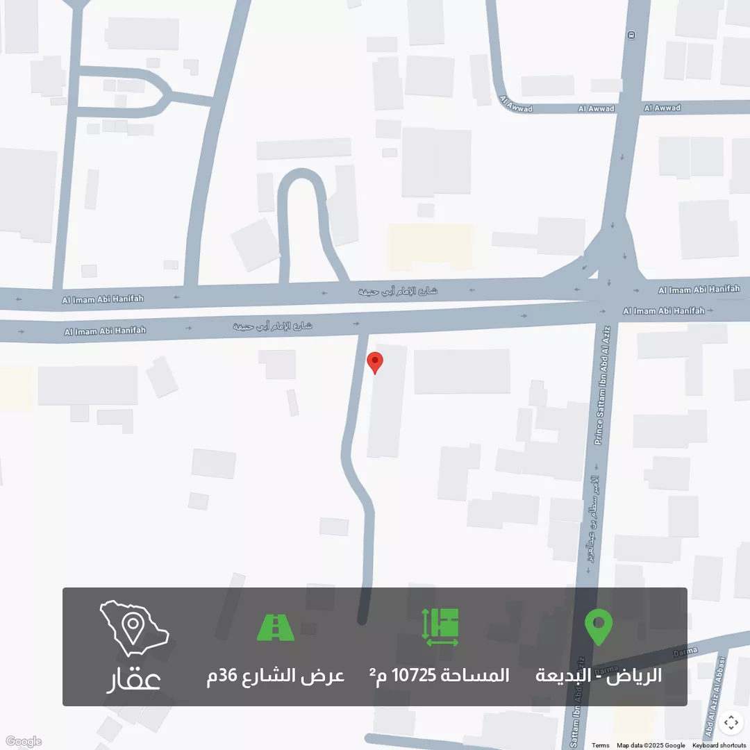أرض للبيع في شارع الامير فهد بن فيصل بن فرحان ال سعود, حي البديعة, مدينة الرياض, منطقة الرياض 1 صورة