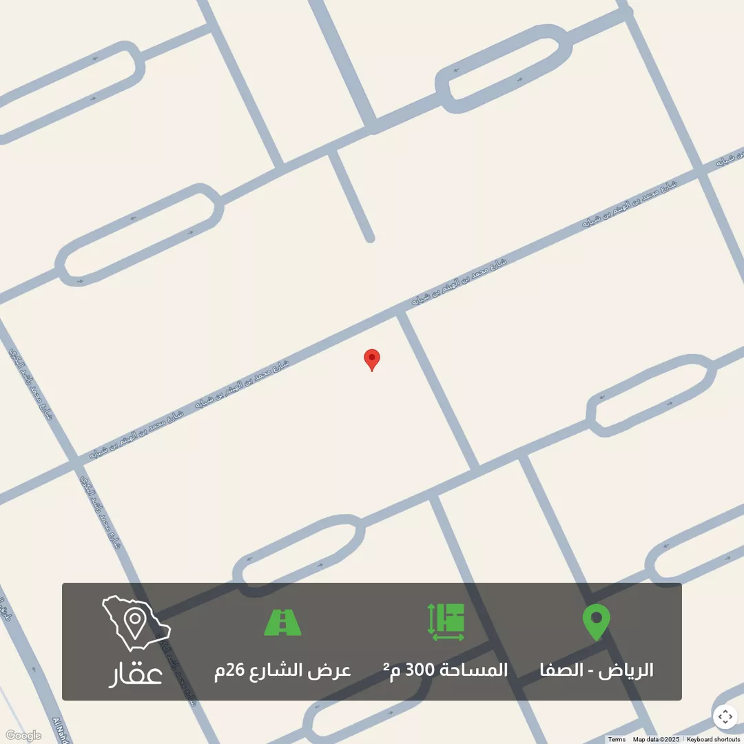 أرض للبيع في شارع محمد بن الهيثم بن شبابة, حي الصفاء, مدينة الرياض, منطقة الرياض 1 صورة