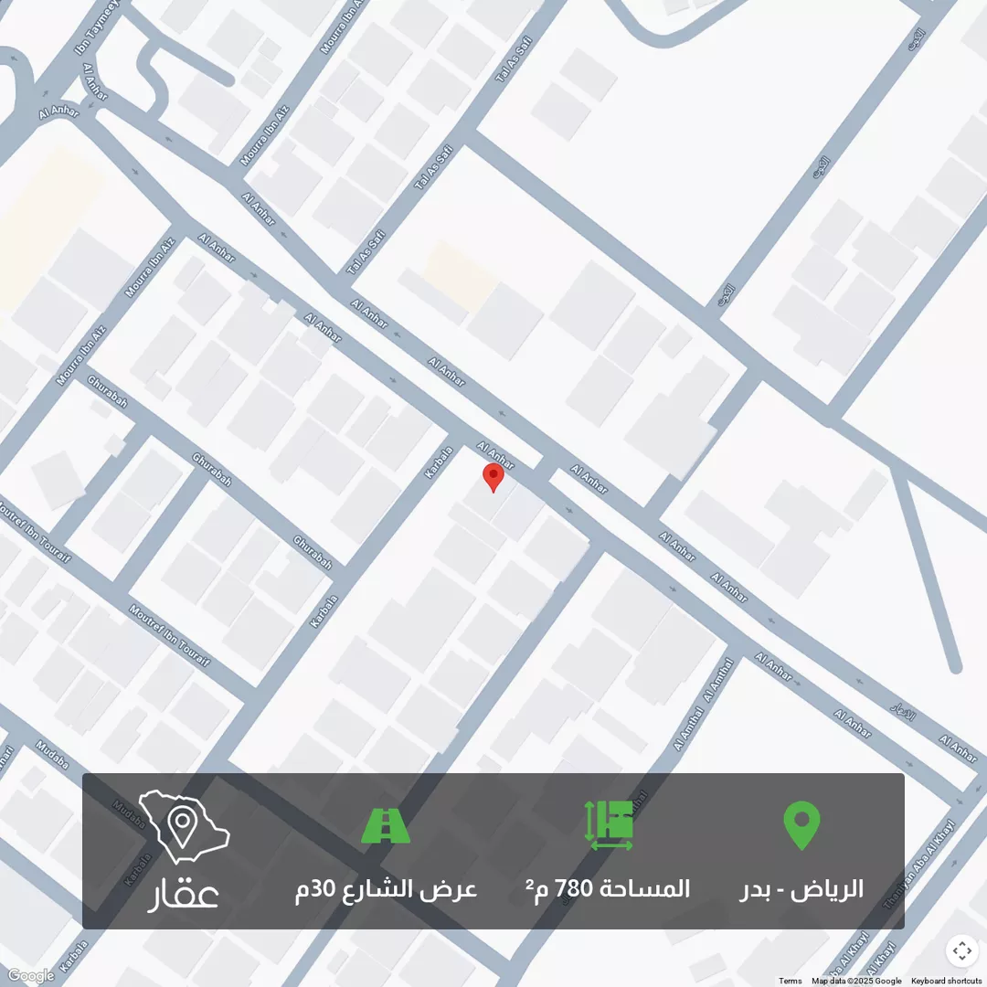 أرض للبيع في شارع الانهار, حي بدر, مدينة الرياض, منطقة الرياض 1 صورة
