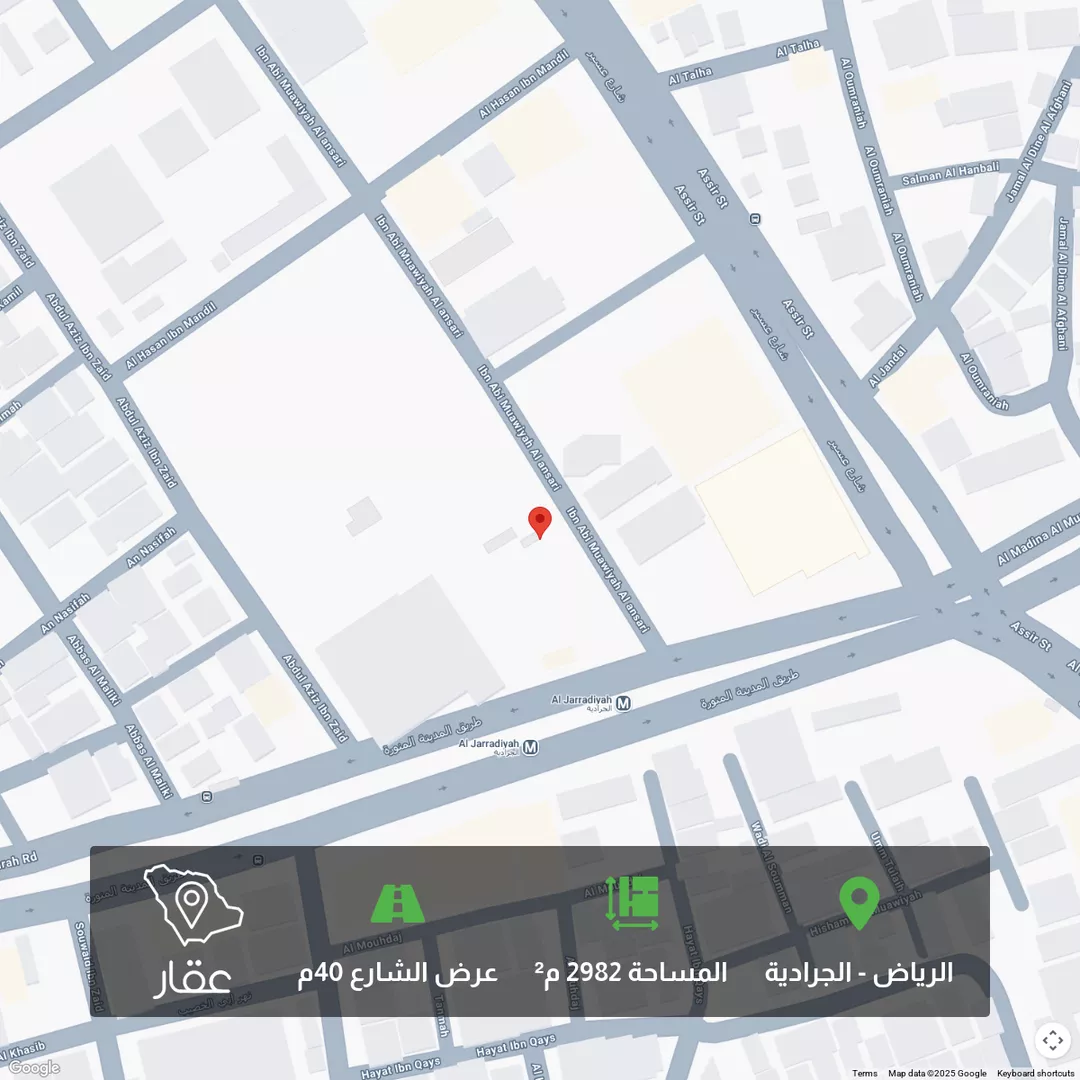 أرض للبيع في شارع عبدالعزيز بن زيد, حي الجرادية, مدينة الرياض, منطقة الرياض 1 صورة