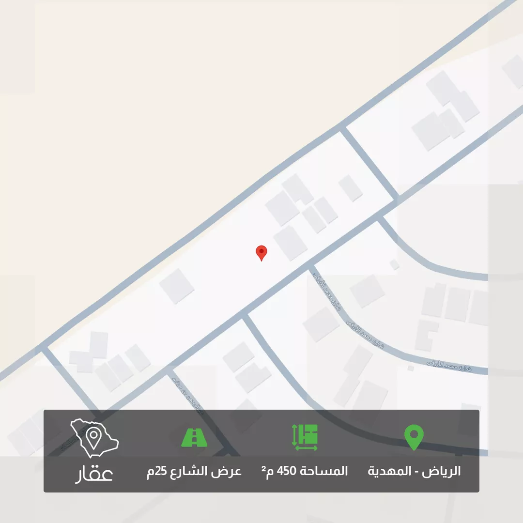 أرض للبيع في شارع عثمان بن سليمان, حي المهدية, مدينة الرياض, منطقة الرياض 1 صورة