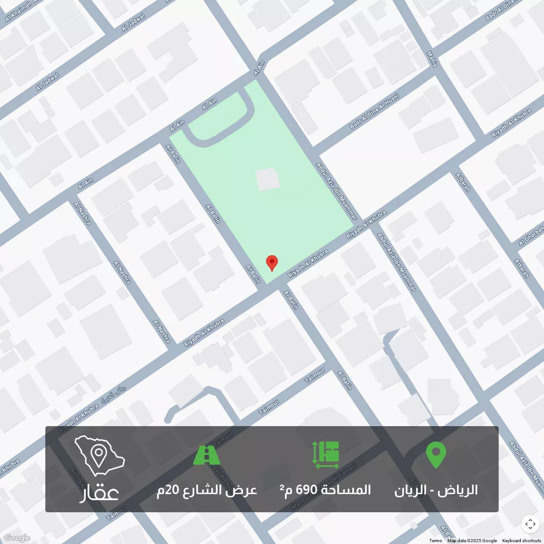 أرض للبيع في شارع عبدالعزيز بن معمر, حي الريان, مدينة الرياض, منطقة الرياض 1 صورة