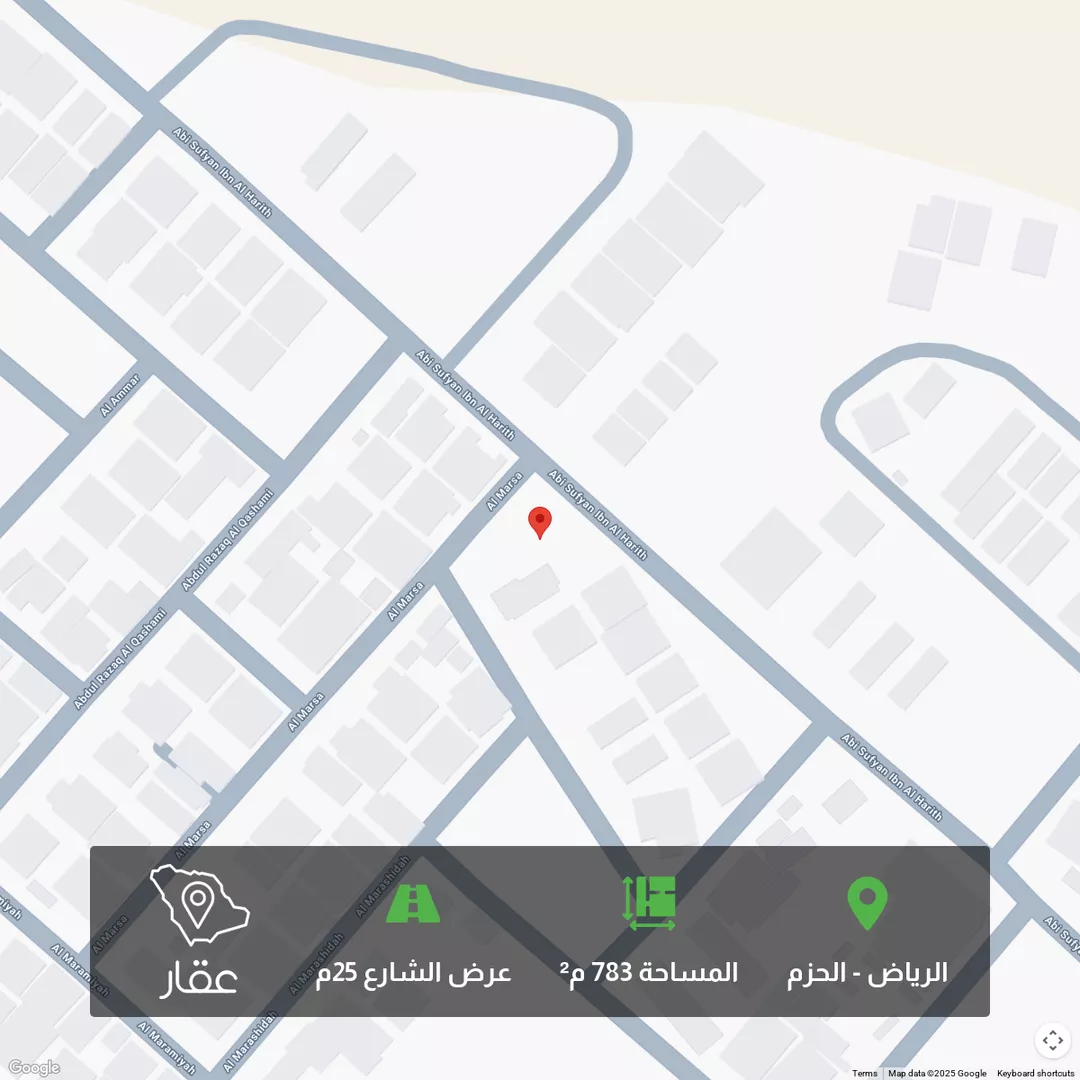 أرض للبيع في شارع سفيان بن الحارث, حي الحزم, مدينة الرياض, منطقة الرياض 1 صورة