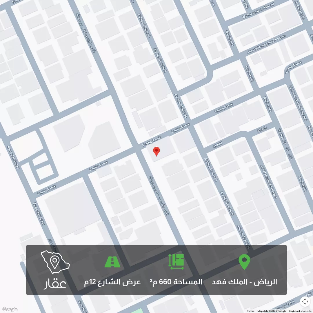 أرض للبيع في شارع الأمير جلوي بن تركي بن عبدالله, حي الملك فهد, مدينة الرياض, منطقة الرياض 1 صورة