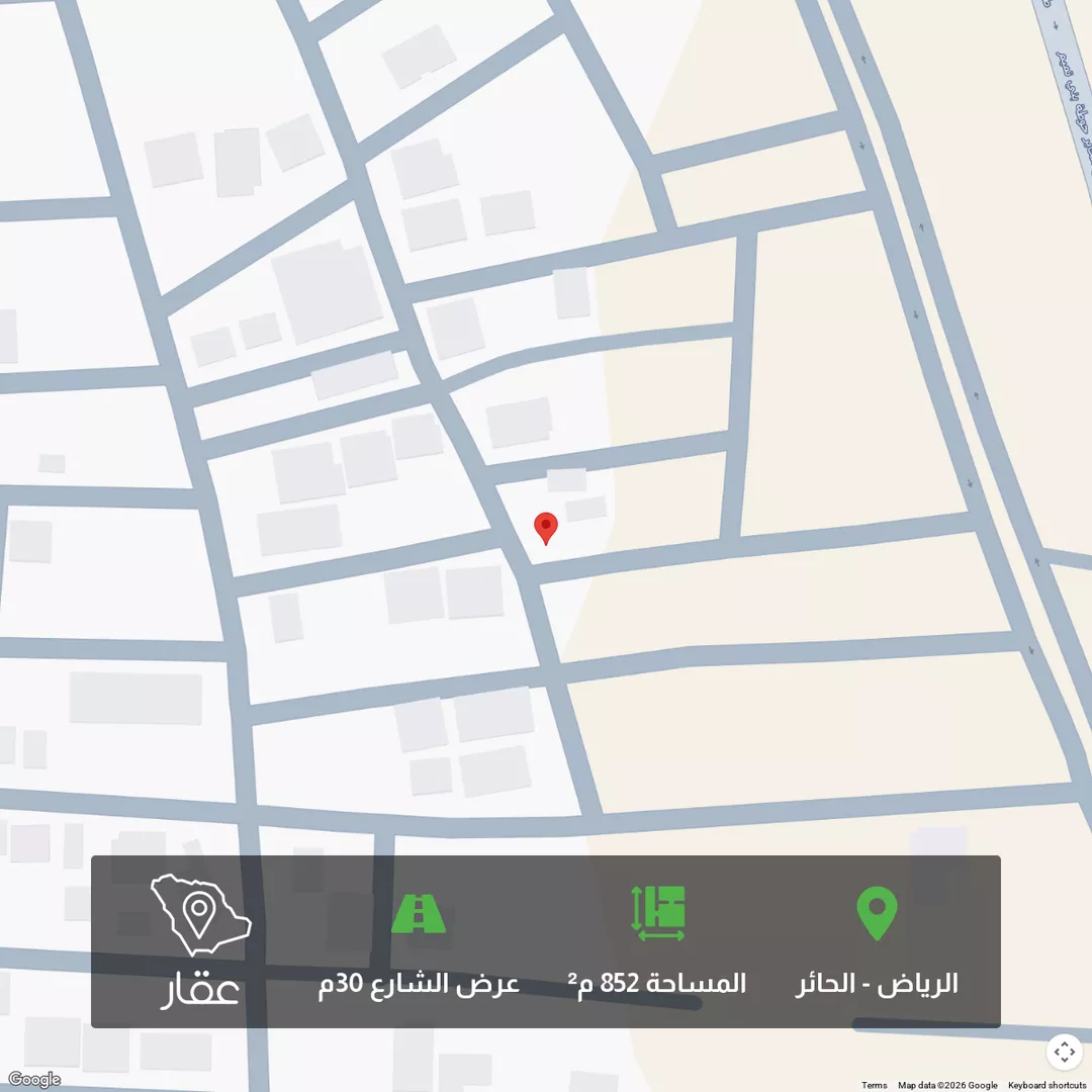 أرض للبيع في شارع الصقر, حي الحائر, مدينة الرياض, منطقة الرياض 1 صورة