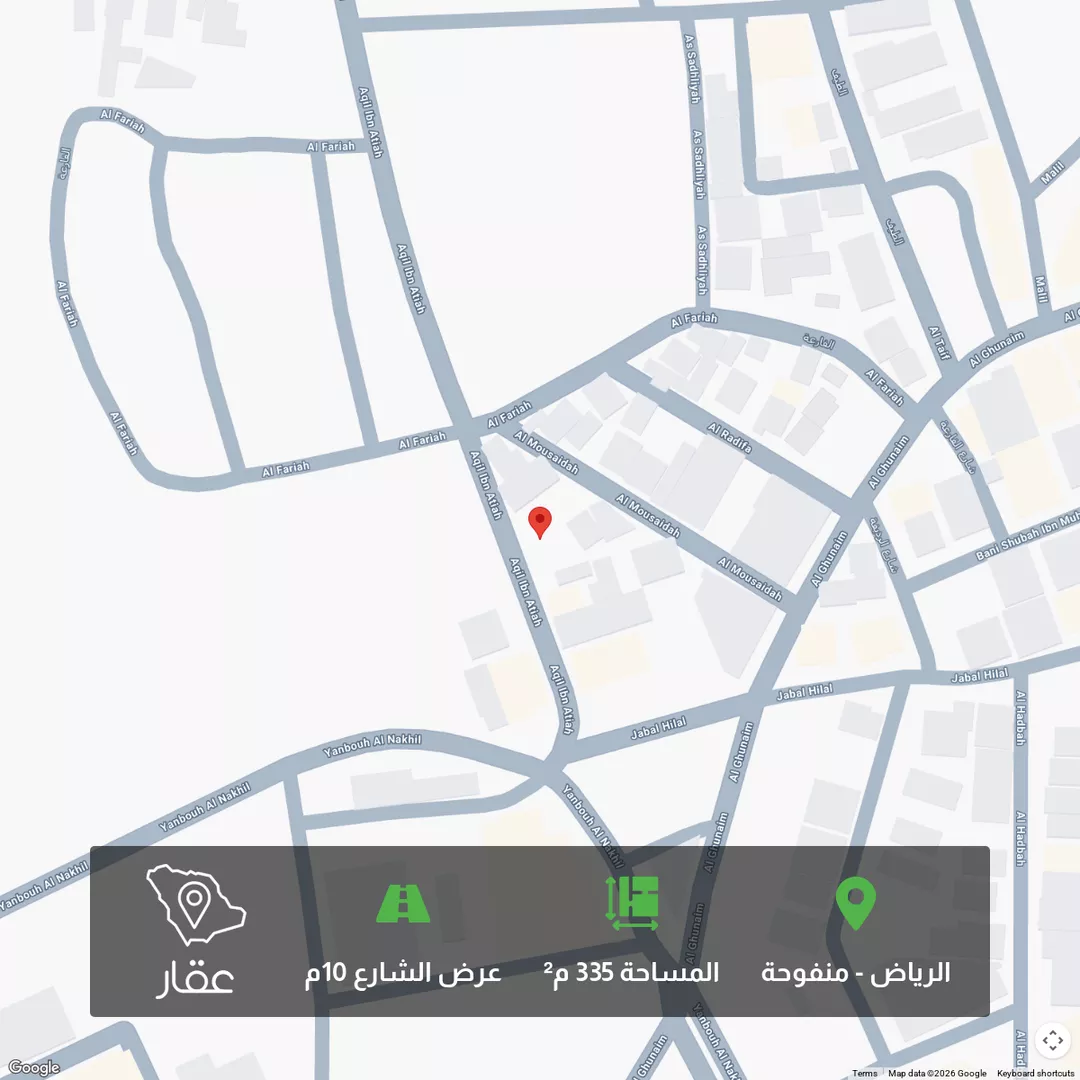 أرض للبيع في شارع عقيل بن عطية, حي منفوحة, مدينة الرياض, منطقة الرياض 1 صورة