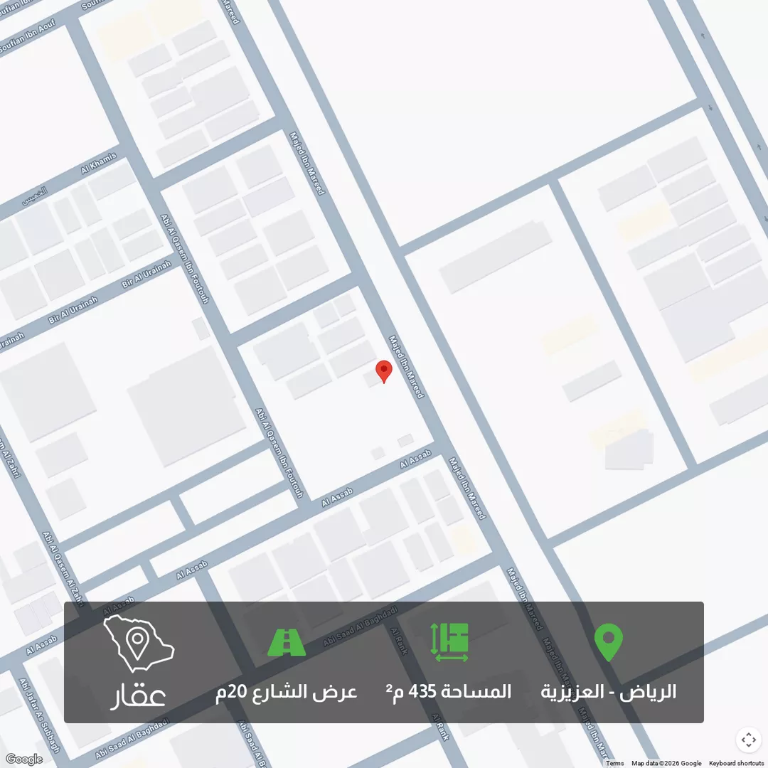 أرض للبيع في شارع أبي القاسم بن فتوح, حي العزيزية, مدينة الرياض, منطقة الرياض 1 صورة