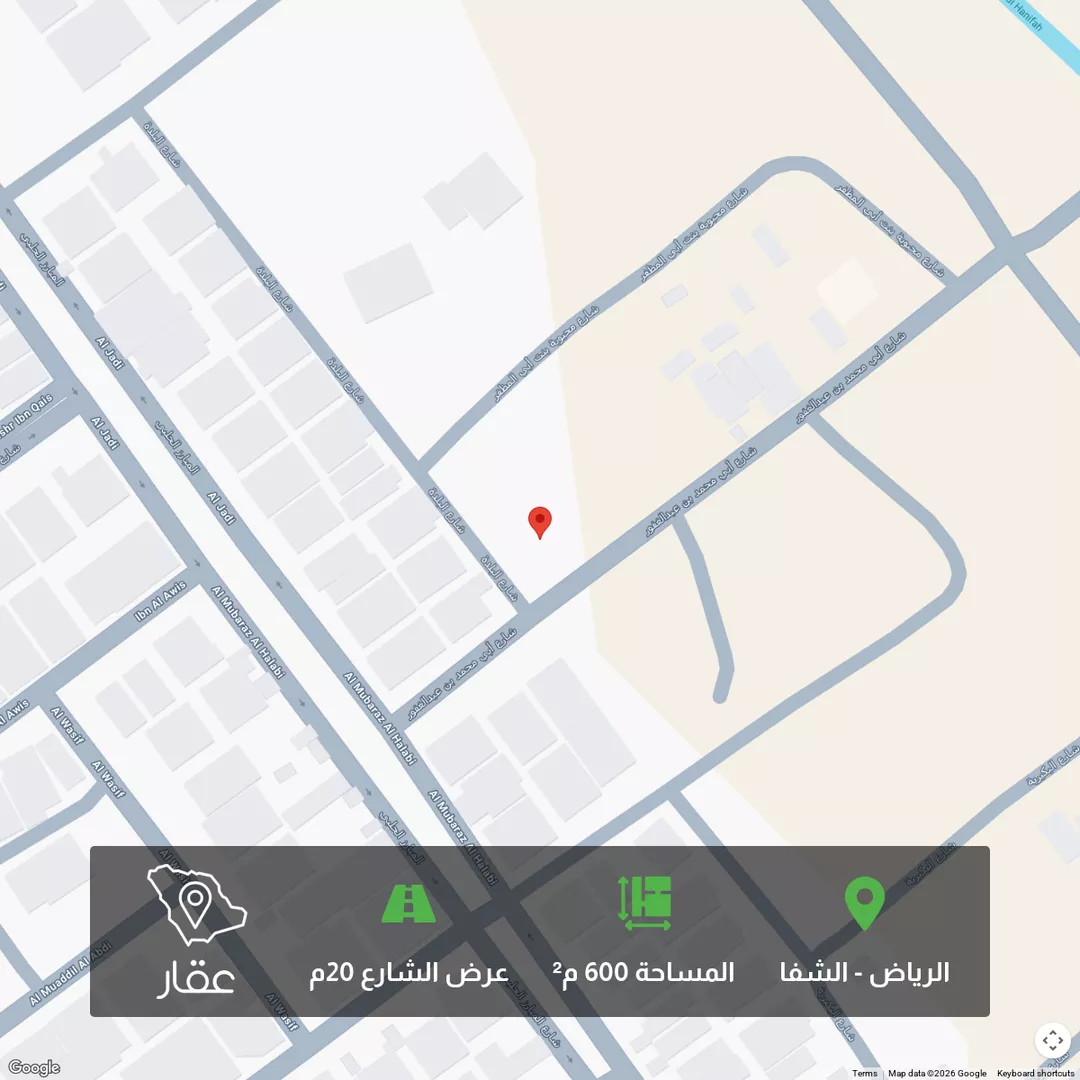 أرض للبيع في شارع أبي محمد بن عبدالغفور, حي الشفاء, مدينة الرياض, منطقة الرياض 1 صورة