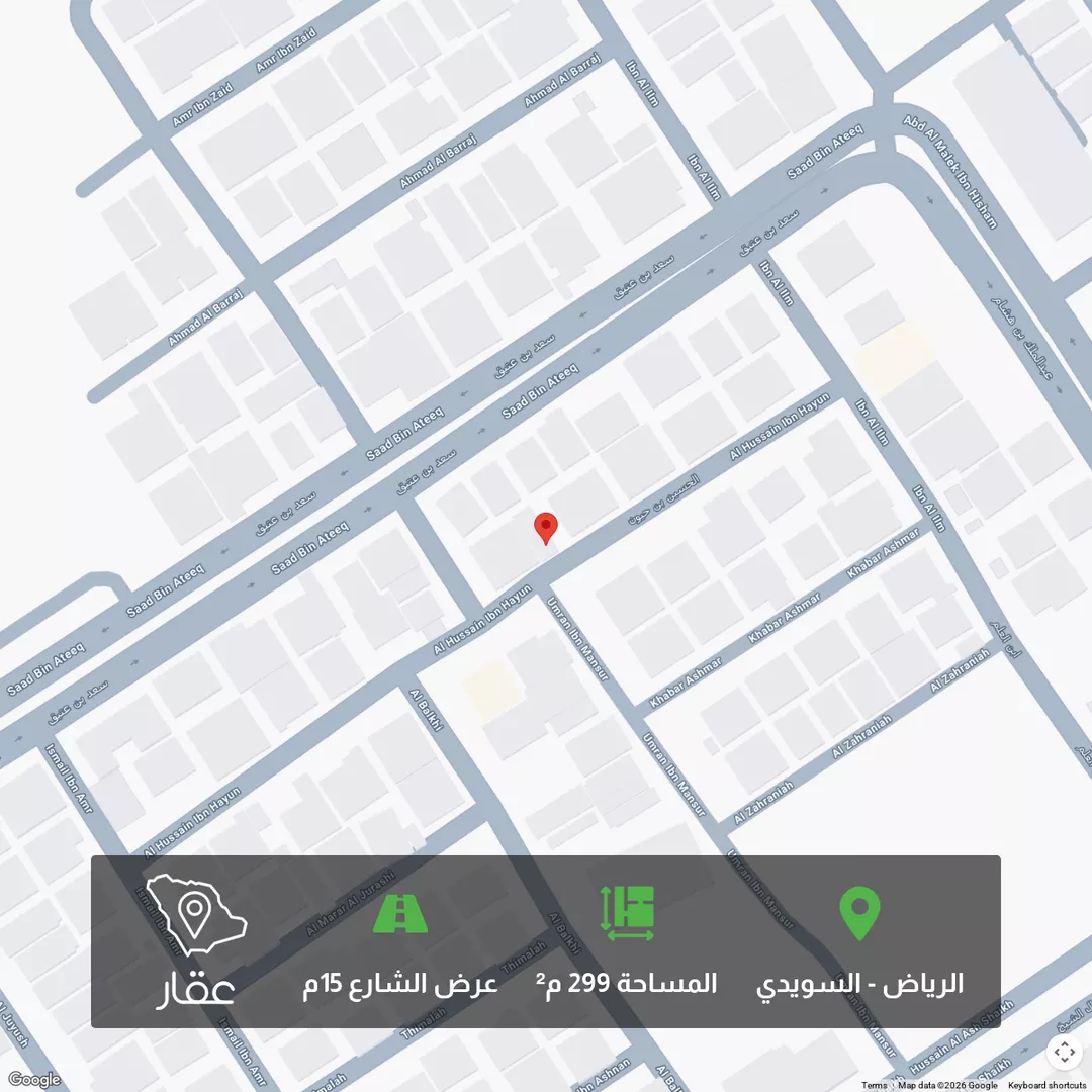 أرض للبيع في شارع الحسين بن حيون, حي السويدي, مدينة الرياض, منطقة الرياض 1 صورة