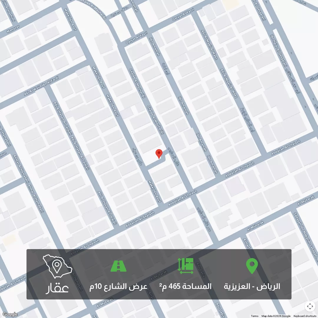 أرض للبيع في شارع غالب المحاربي, حي العزيزية, مدينة الرياض, منطقة الرياض 1 صورة