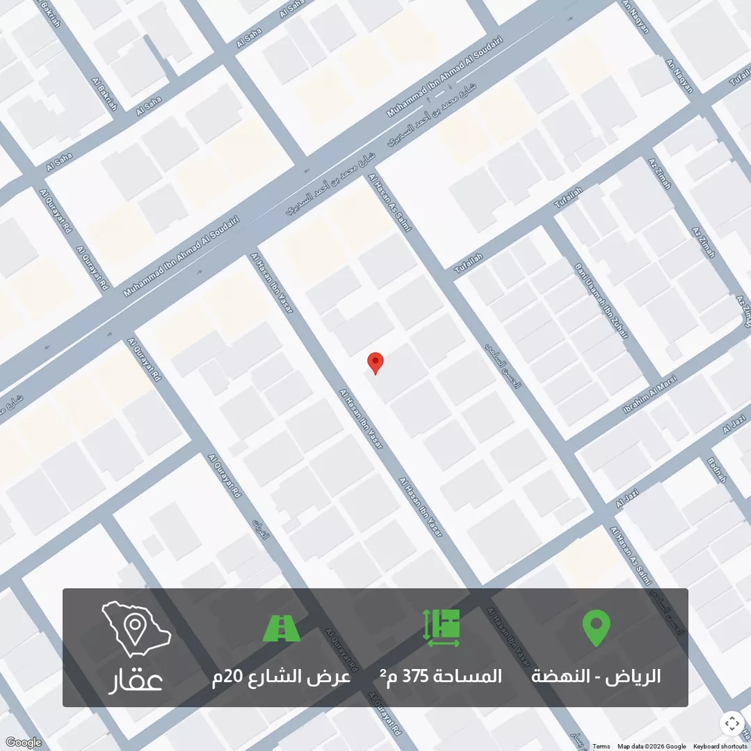 أرض للبيع في شارع الحسن بن يسار, حي النهضة, مدينة الرياض, منطقة الرياض 1 صورة