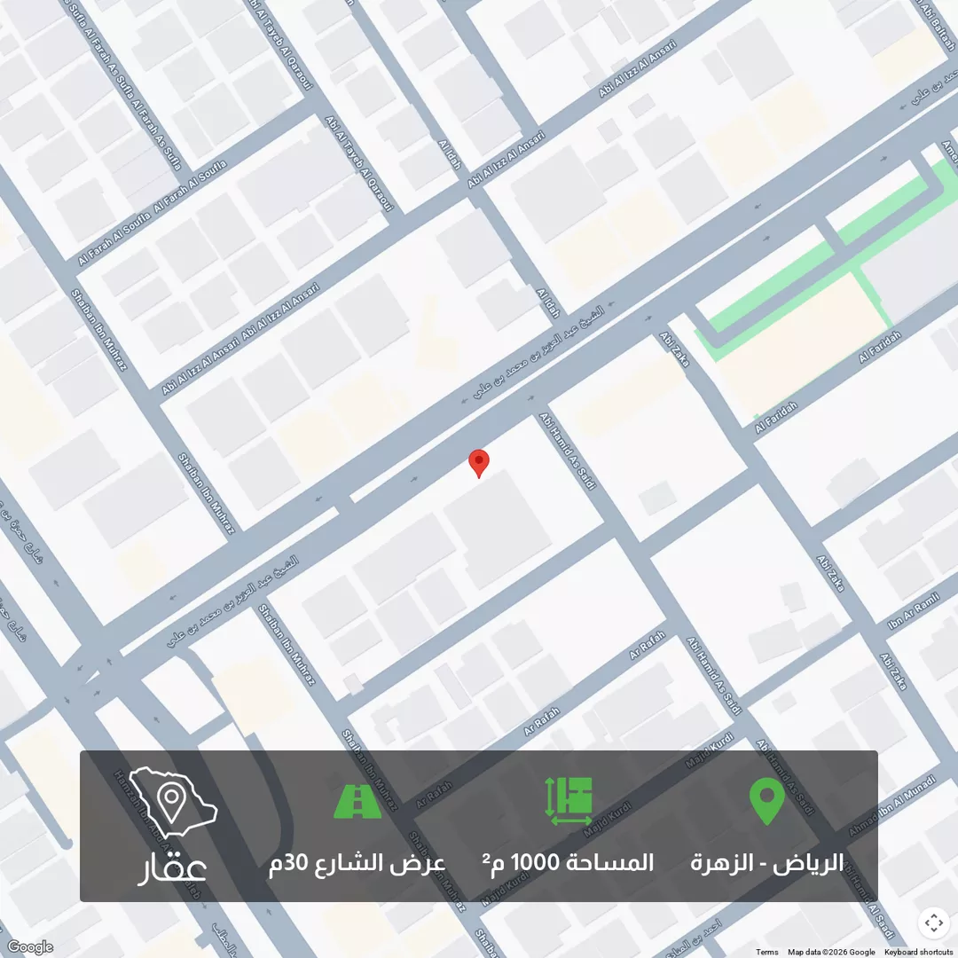 أرض للبيع في شارع الشيخ عبدالعزيز بن محمد بن علي, حي الزهرة, مدينة الرياض, منطقة الرياض 1 صورة