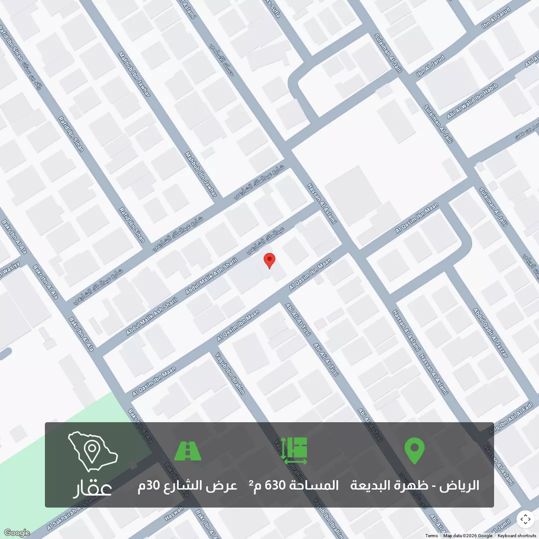 أرض للبيع في شارع الشويعر الحنفي, حي ظهرة البديعة, مدينة الرياض, منطقة الرياض 1 صورة