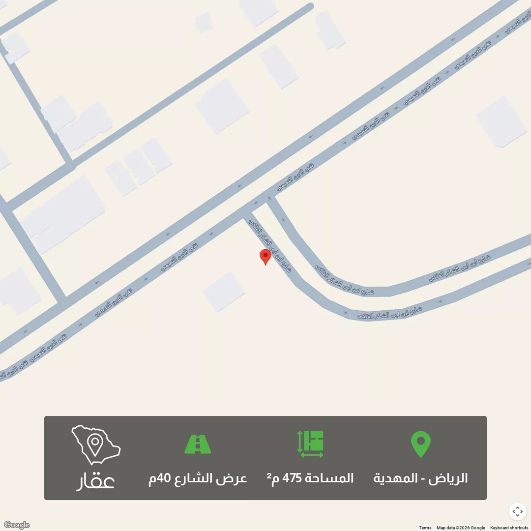 أرض للبيع في شارع ابن ابي الشكر الفلكي, حي المهدية, مدينة الرياض, منطقة الرياض 1 صورة