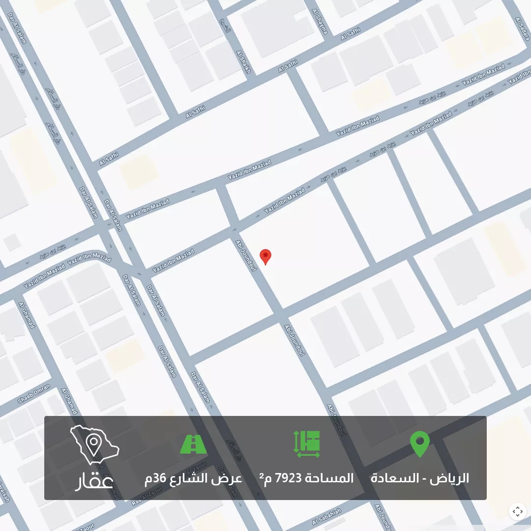 أرض للبيع في شارع يزيد بن مزيد, حي السعادة, مدينة الرياض, منطقة الرياض 1 صورة