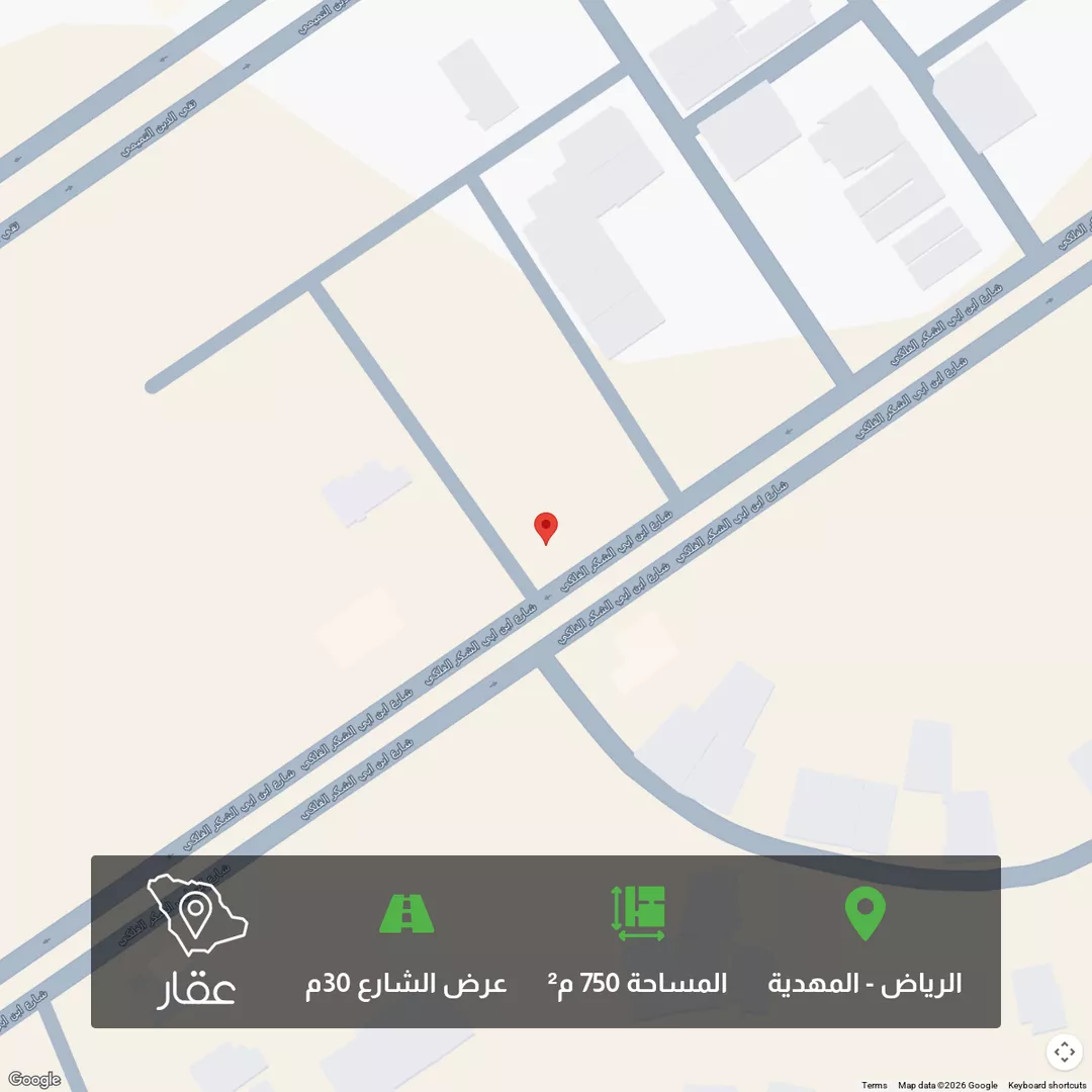 أرض للبيع في شارع ابن أبي الشكر الفلكي ، حي المهدية ، الرياض ، منطقة الرياض 1 صورة