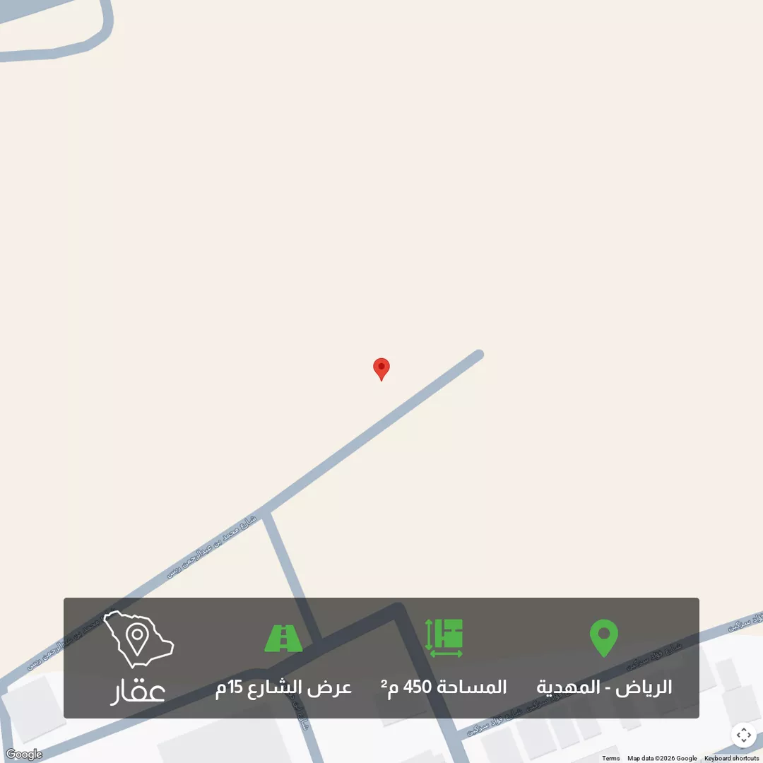 أرض للبيع في شارع محمد بن عبدالرحمن ريس, حي المهدية, مدينة الرياض, منطقة الرياض 1 صورة